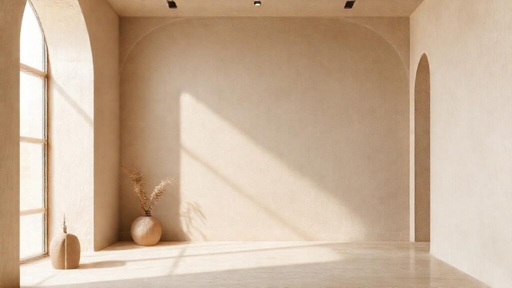 Paredes neutras crean un espacio sereno