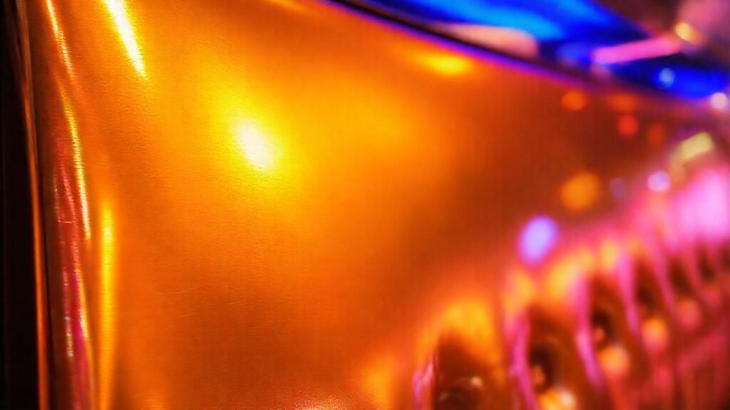 Superficies metálicas y colores vibrantes crean elegancia