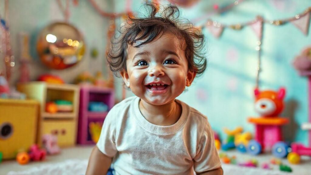 Un niño juguetón en un espacio alegre