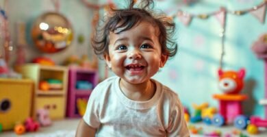 Un niño juguetón en un espacio alegre