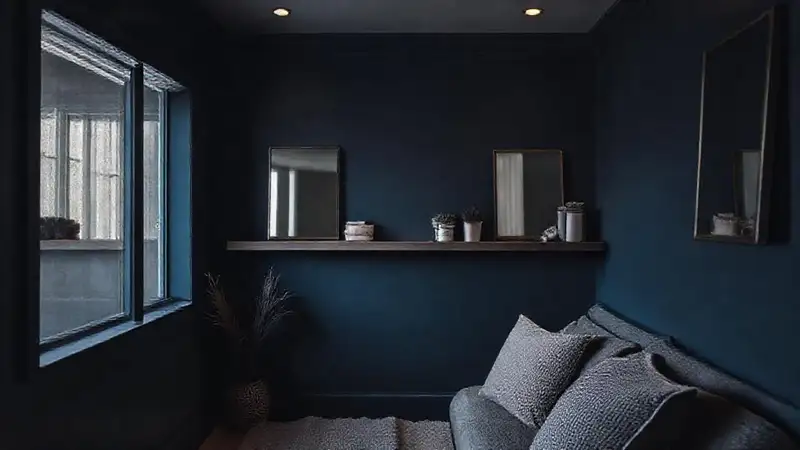 Un diseño interior azul relajante y acogedor