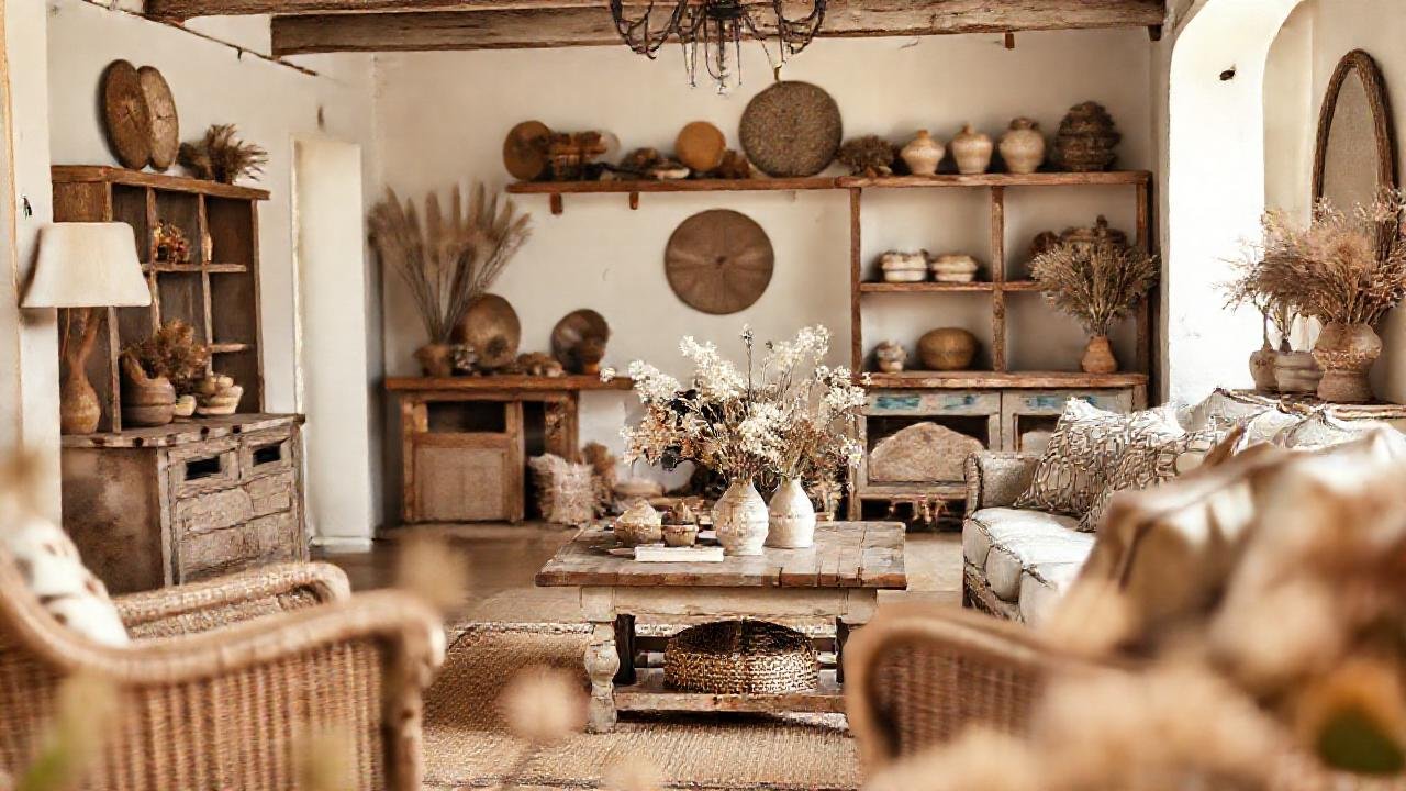 Un salón rústico, elegante y cálido