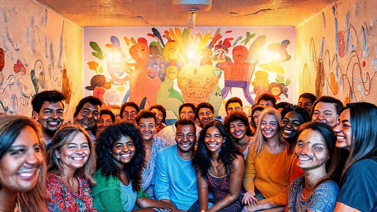 Un mural vibrante crea comunidad cálida