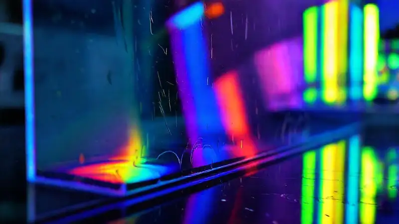Iluminación y textura en vidrio brillante