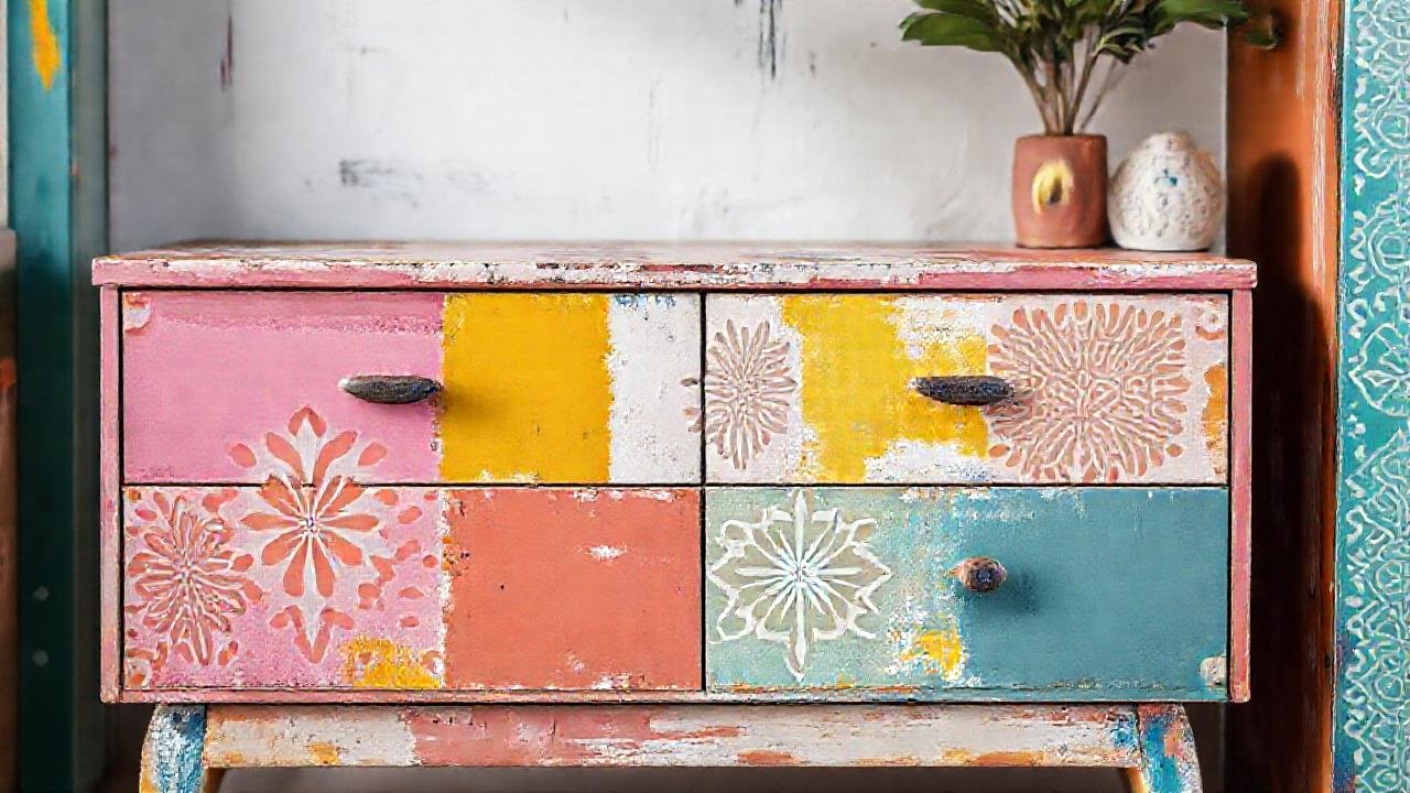 Muebles modernos, colores vibrantes y diseños artísticos