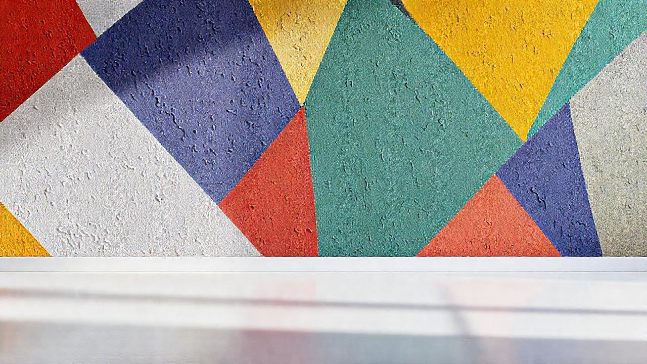 Pared moderna, colorida y geométrica