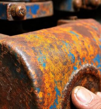 El metal oxidado exhibe un brillante acabado