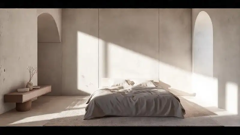 Un dormitorio minimalista, sereno y elegante