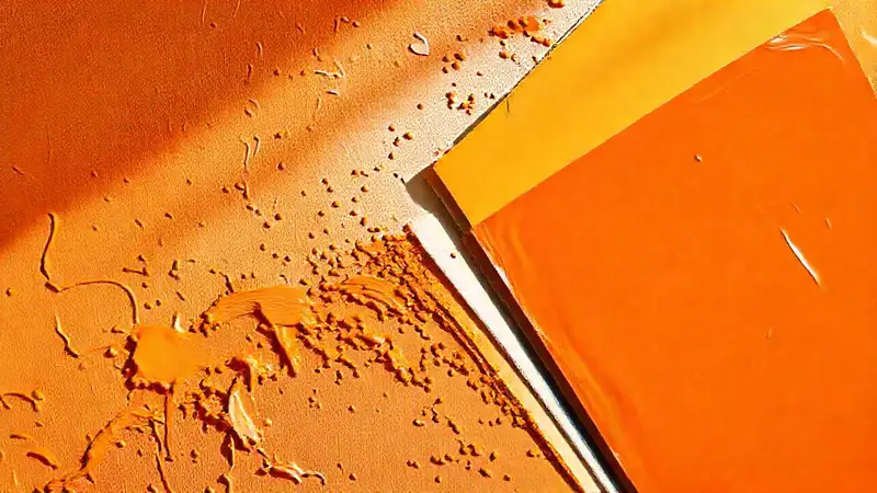 Pinturas naranjas vibrantes en estudio moderno