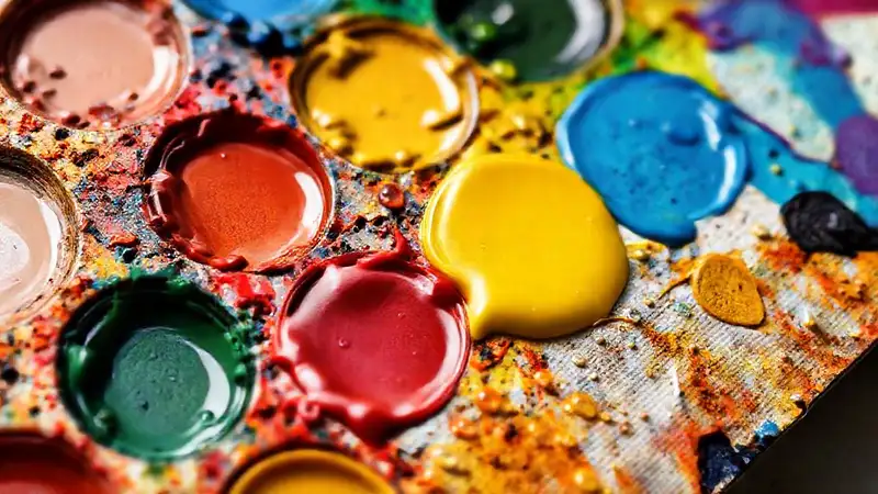 Paleta de pintura: color, textura, ciencia