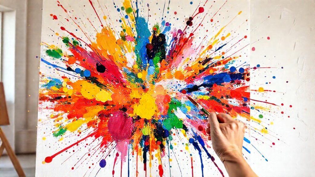 Pintura abstracta explota en colores vibrantes