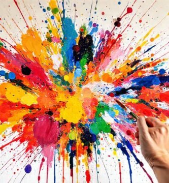 Pintura abstracta explota en colores vibrantes