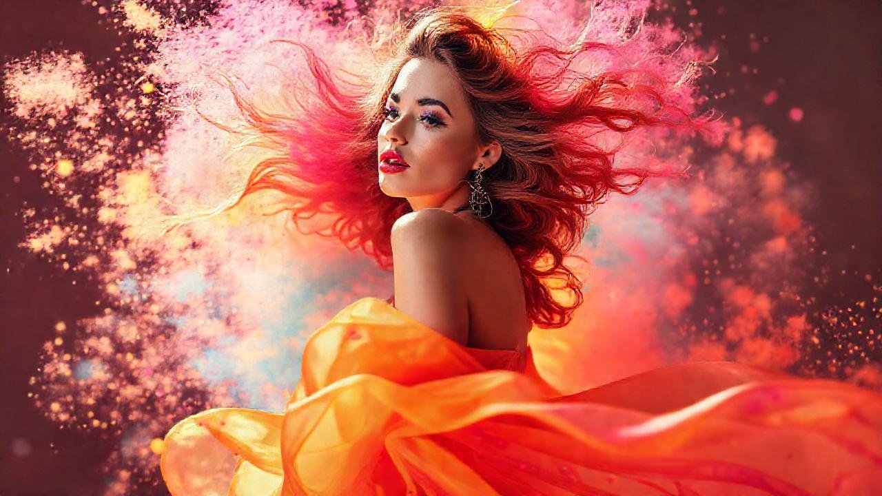 Mujer glamurosa en colores pastel