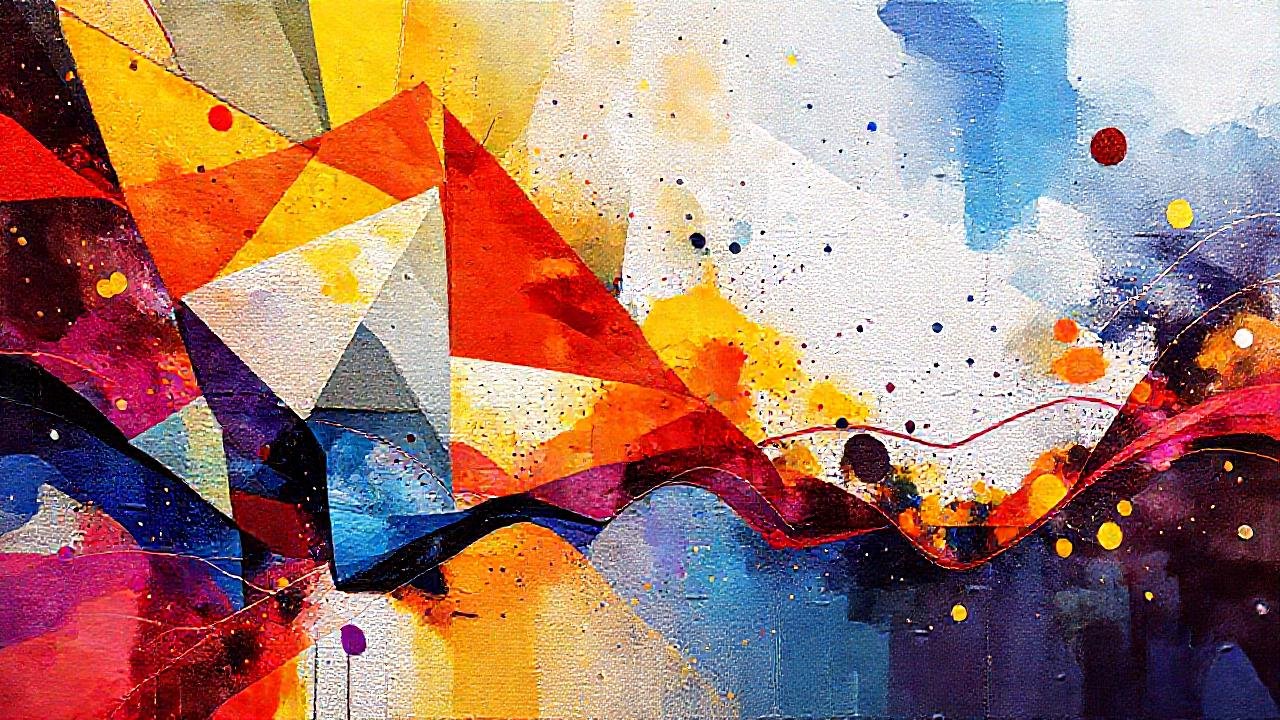Pintura digital abstracta, colorida y dinámica