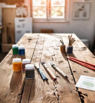 Un taller tranquilo pinta la mesa