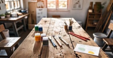 Un taller tranquilo pinta la mesa