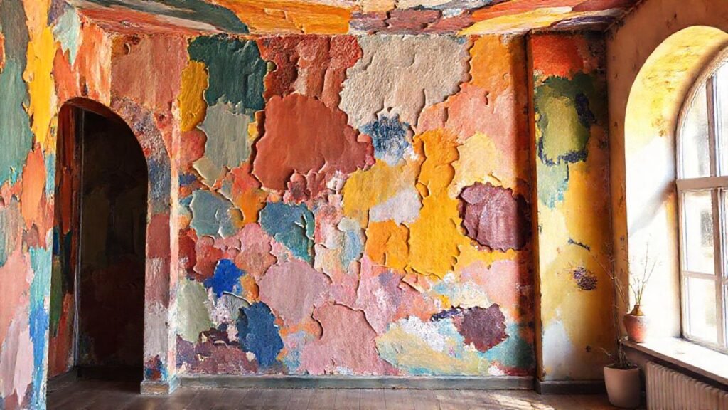 Un mural colorido y acogedor ilumina la habitación