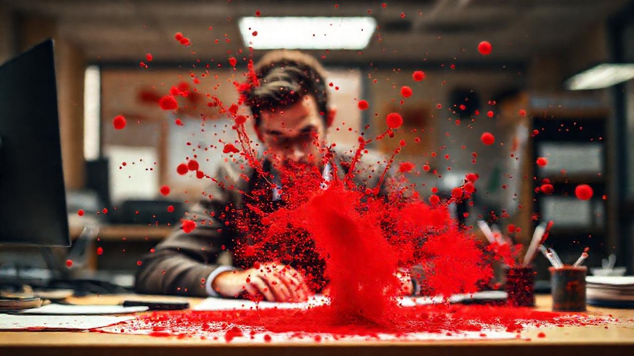Pintura roja intensa genera estrés y caos