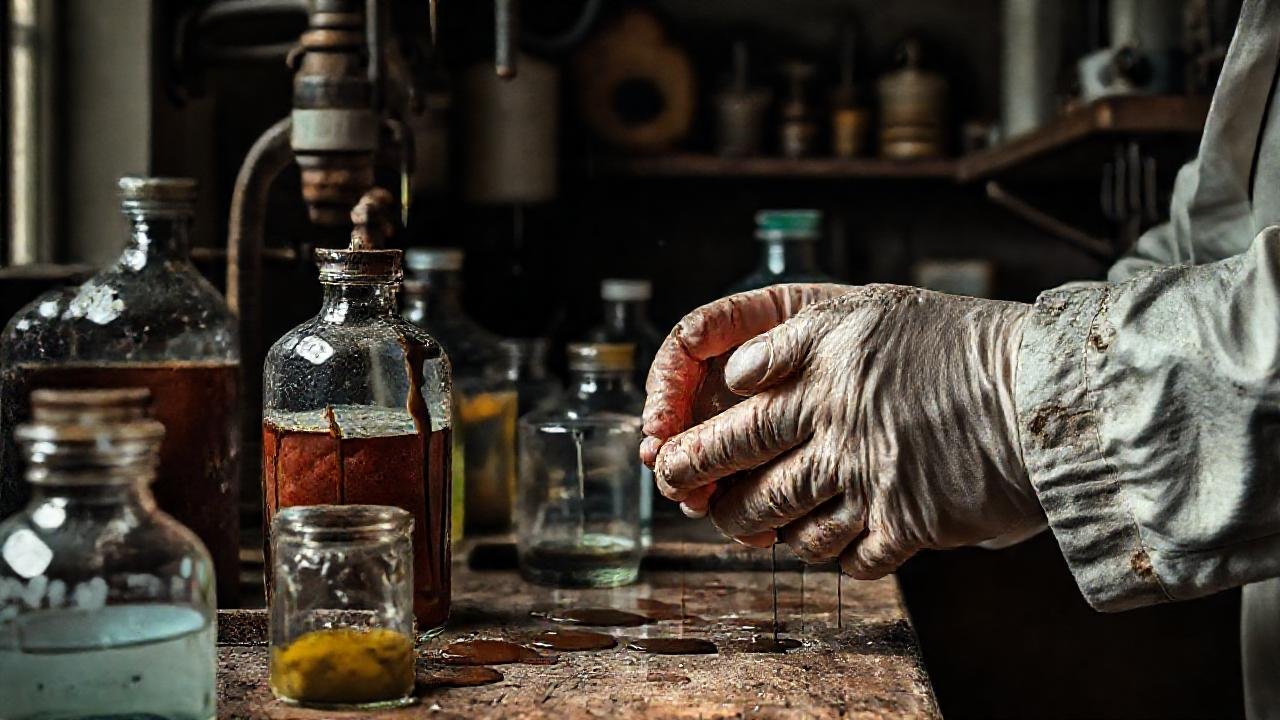 Laboratorio antiguo: ciencia, detalle y misterio