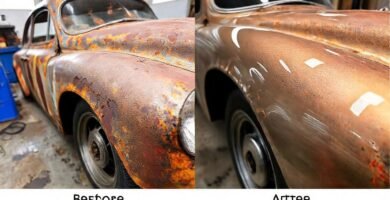 El coche oxidado se transformó con pintura