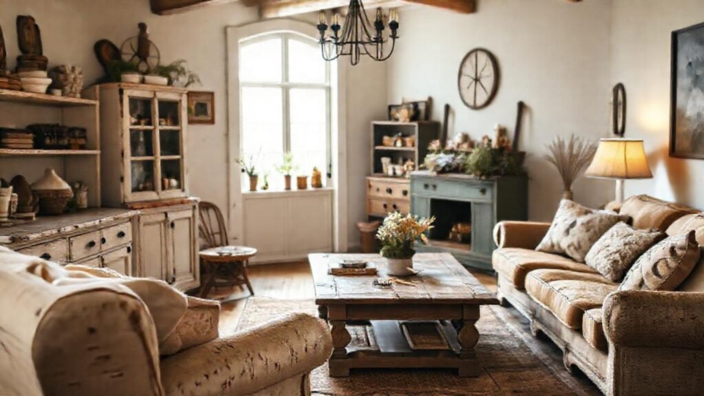 Un salón rústico con encanto vintage