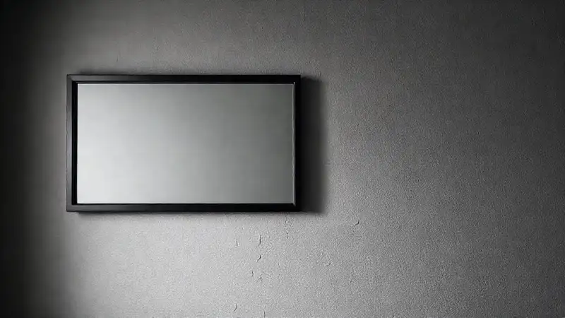 Reflejo negro, pared texturizada, minimalismo elegante