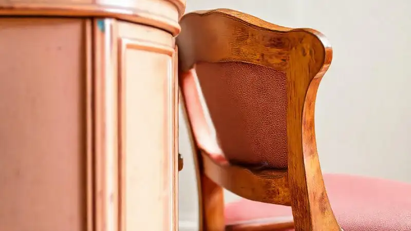 Muebles de pastel vintage con luz cálida