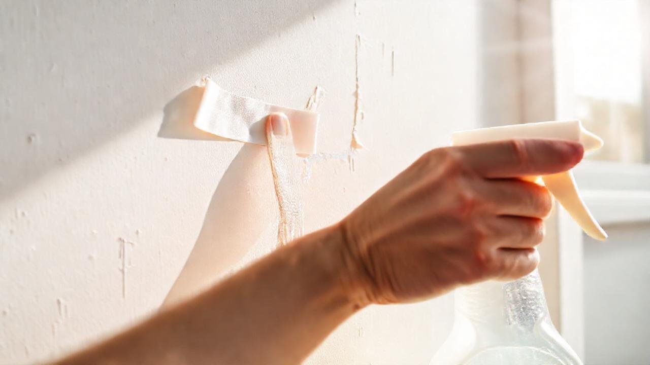 Se limpia una pared pegajosa con frustración