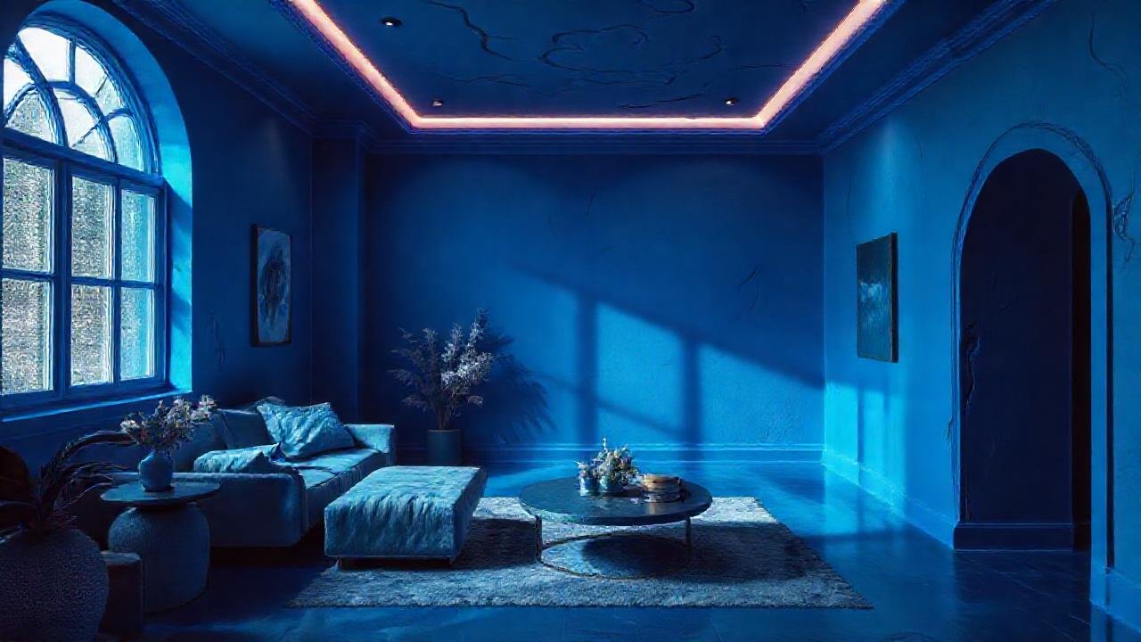 Un espacio azul crea calma y ensueño