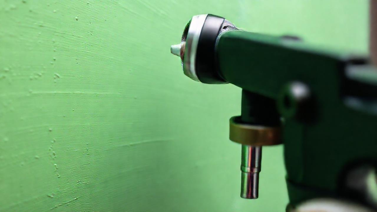 Aplicación profesional de pintura con detalle