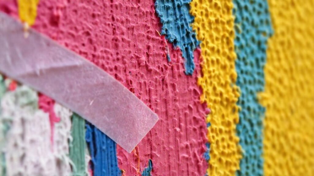 Pintura texturizada con cinta y esponja