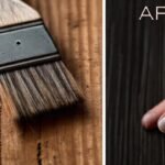 Pincel trabaja madera con solución