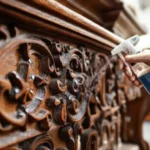 Un artesano restaura muebles con luz natural