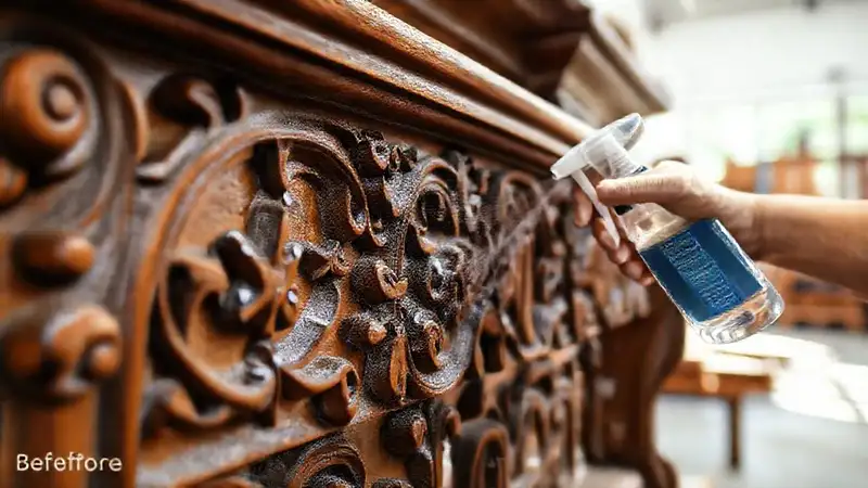 Un artesano restaura muebles con luz natural