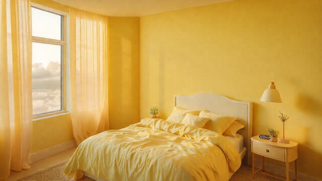 Un dormitorio amarillo sereno y acogedor