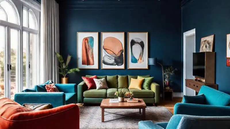 Un salón moderno y acogedor con color
