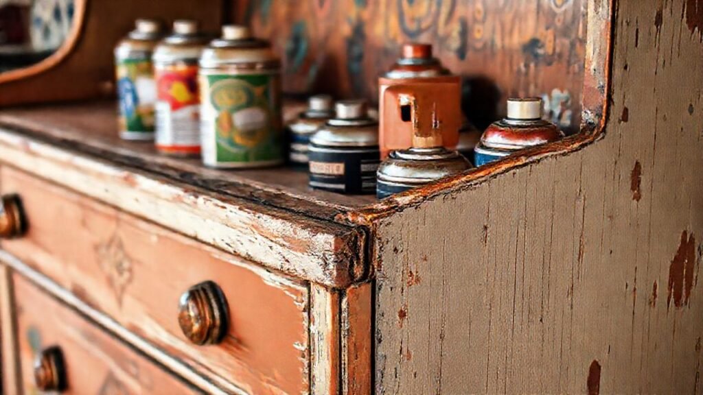 Muebles antiguos pintados con colores vibrantes