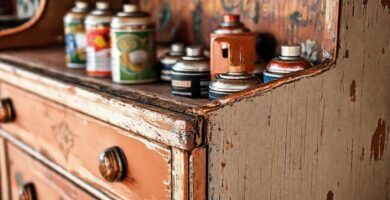 Muebles antiguos pintados con colores vibrantes