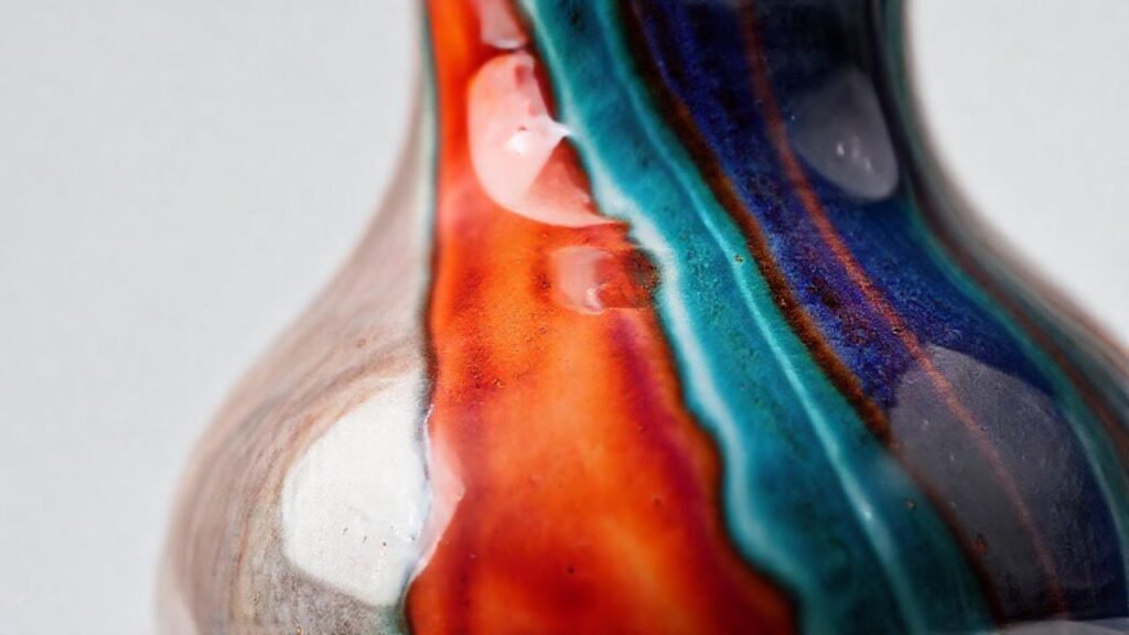 Un jarrón cerámico brillante y colorido