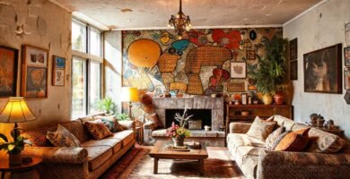 Un salón acogedor y artístico